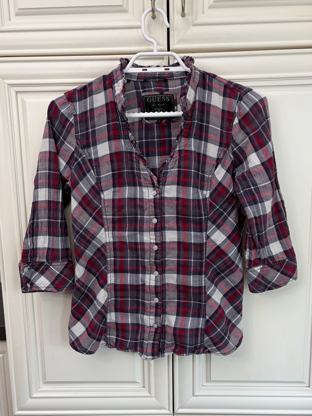 Guess women’s plaid button shirt